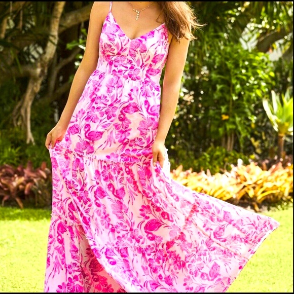Lilly Melody Maxi Dress Coral Reef Tint Flamingle